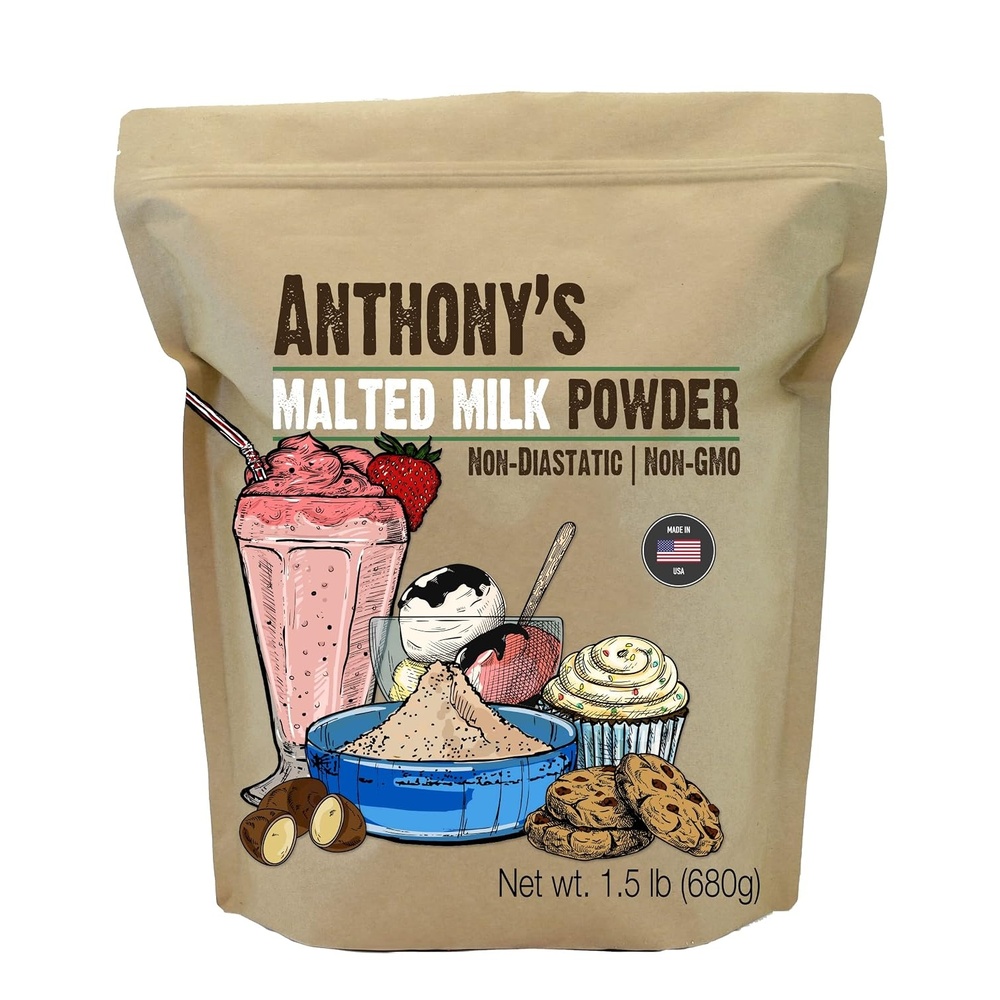 image:imageAnthonys Malted Milk Powder 15lb For Ice Cream Milk Shakes and Baking Non GMO Made in USA24 Ounce Pack of 1