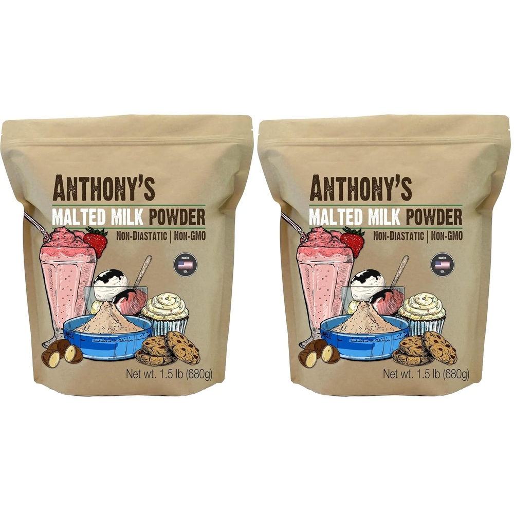 image:imageAnthonys Malted Milk Powder 15lb For Ice Cream Milk Shakes and Baking Non GMO Made in USA24 Ounce Pack of 2