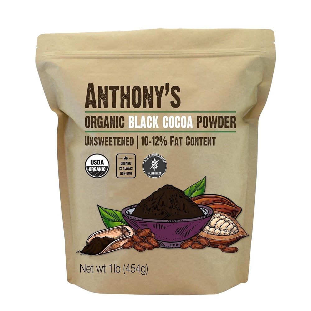 image:imageAnthonys Organic Black Cocoa Powder 1 lb Unsweetened Dutch Processed Gluten Free Non GMO1 Pound Pack of 1