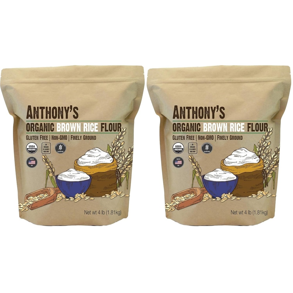 image:imageAnthonys Organic Brown Rice Flour 4 Pound Gluten Free Product of USA Finely Ground64 Ounce Pack of 2
