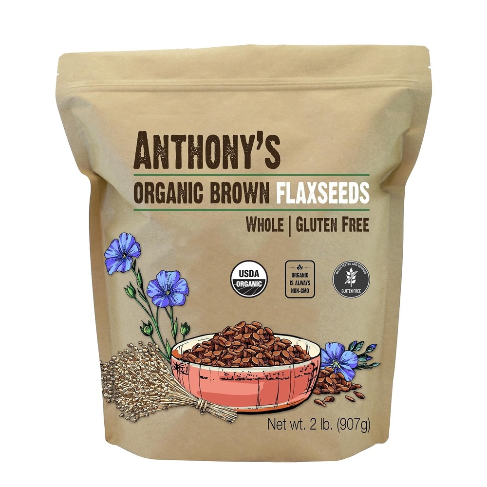 image:imageAnthonys Organic Brown Whole Flaxseed 2 lb Batch Tested and Gluten Free Raw Non GMO Sproutable Keto Friendly32 Ounce Pack of 1