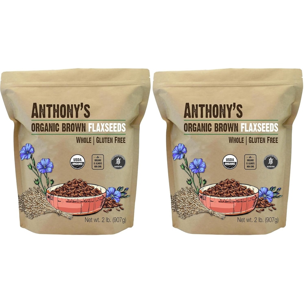 image:imageAnthonys Organic Brown Whole Flaxseed 2 lb Batch Tested and Gluten Free Raw Non GMO Sproutable Keto Friendly32 Ounce Pack of 2