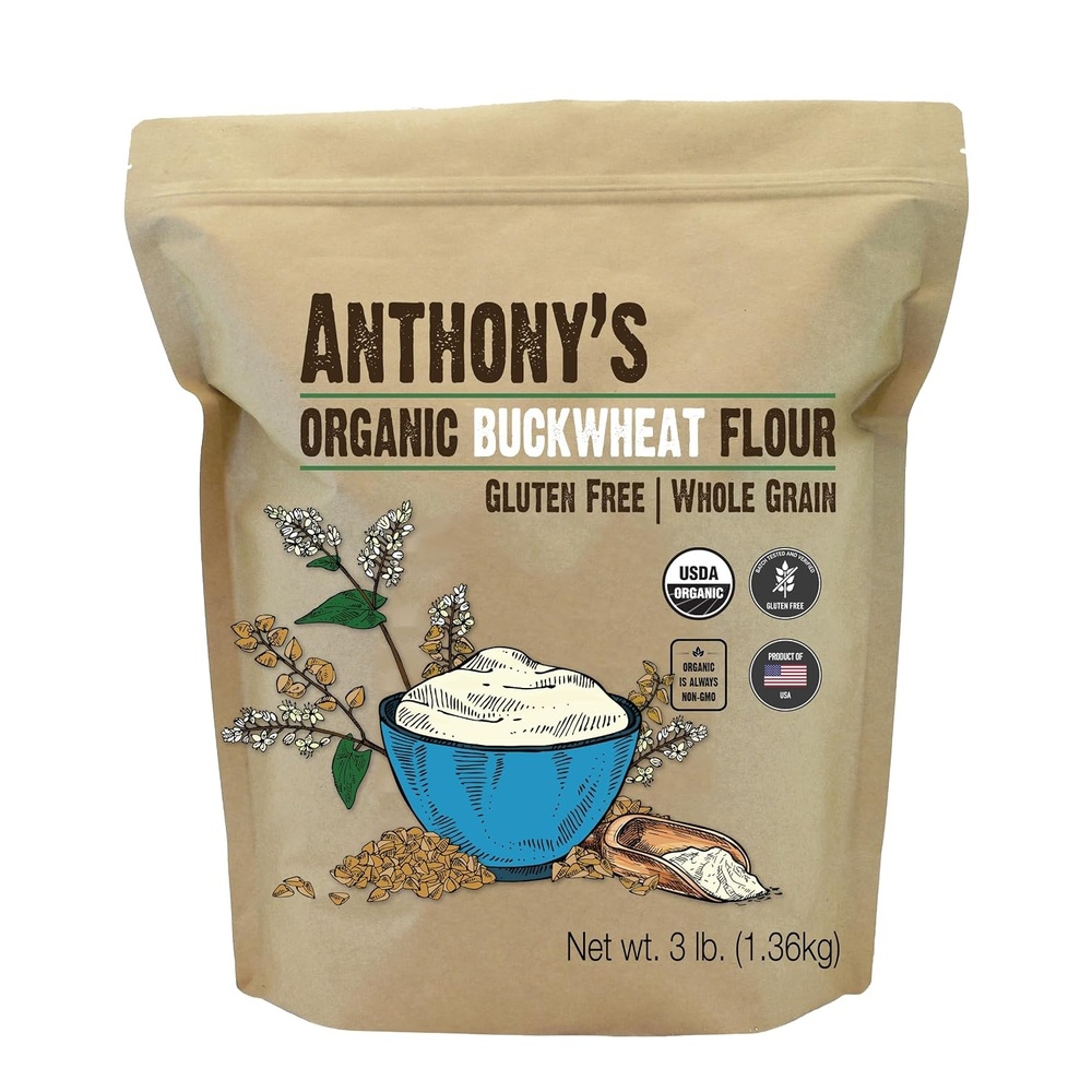 image:imageAnthonys Organic Buckwheat Flour 3 lb Grown in the USA Gluten Free Vegan48 Ounce Pack of 1