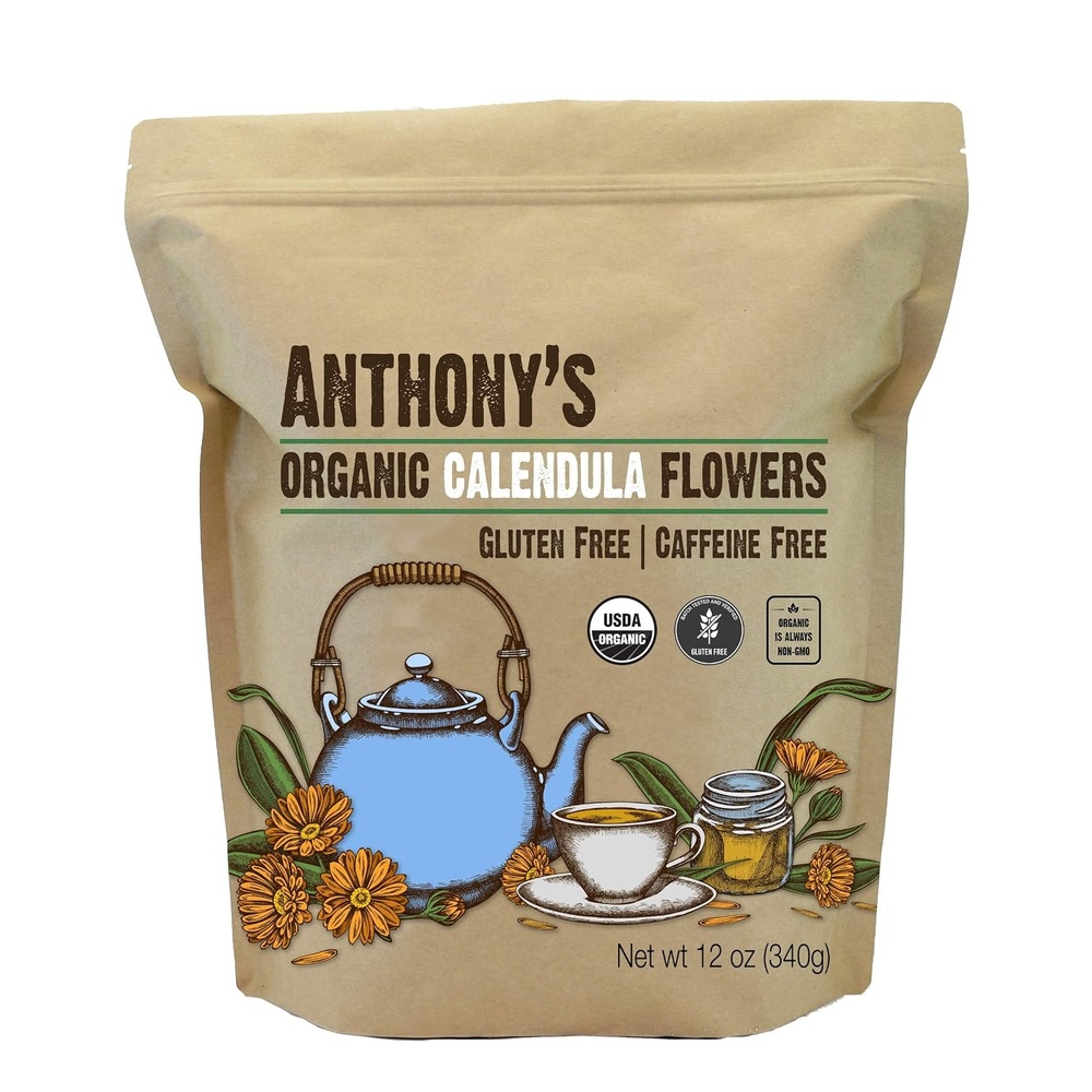 image:imageAnthonys Organic Calendula Flowers 12 oz Whole Flowers and Petals Herbal Marigold Tea Caffeine Free12 Ounce Pack of 1