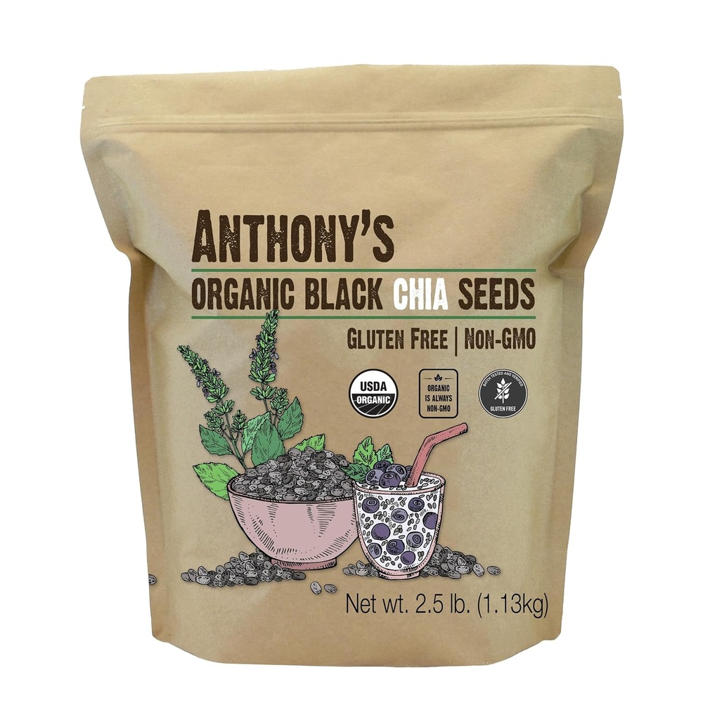 image:imageAnthonys Organic Chia Seeds 25 lb Gluten Free Vegan Keto Friendly25 Pound Pack of 1