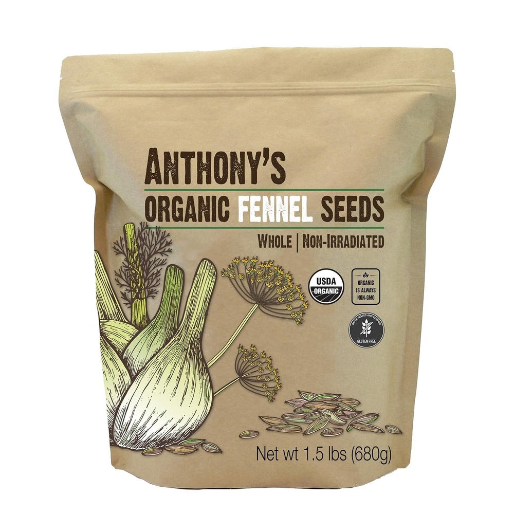 image:imageAnthonys Organic Fennel Seeds 15 lb Whole Seeds NonIrradiated GlutenFree NonGMO15 Pound Pack of 1