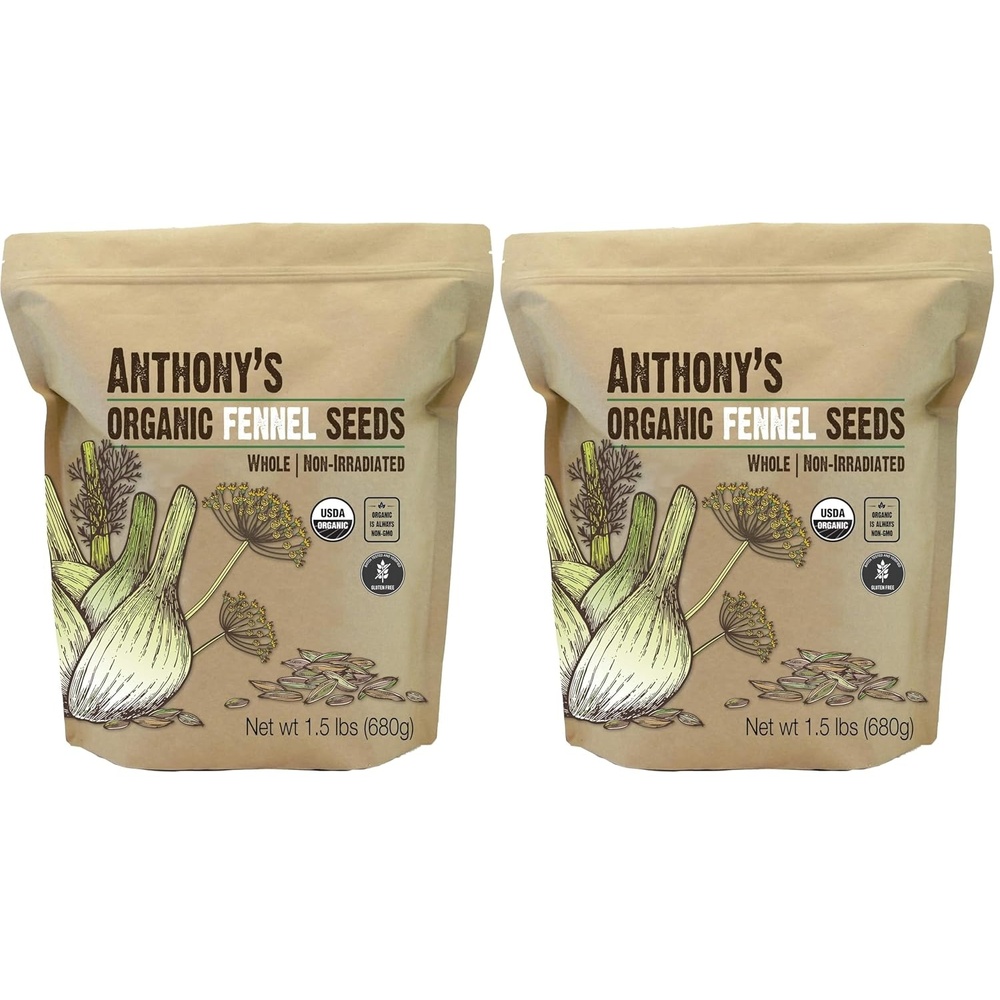 image:imageAnthonys Organic Fennel Seeds 15 lb Whole Seeds NonIrradiated GlutenFree NonGMO15 Pound Pack of 2