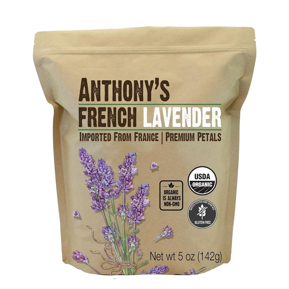 image:imageAnthonys Organic French Lavender Petals 5 oz Extra Grade Dried Gluten Free amp Non GMO Pack of 25 Ounce Pack of 1