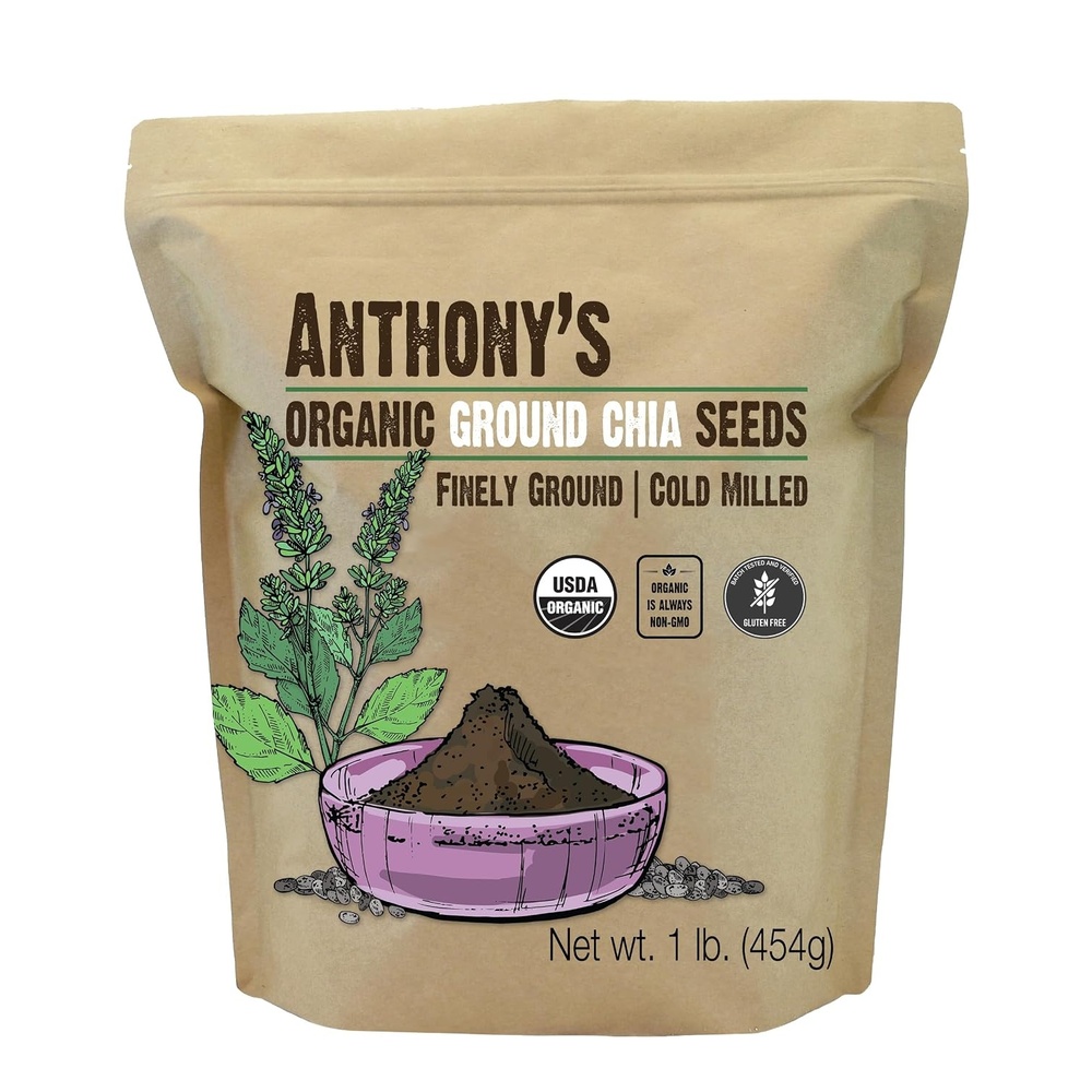 image:imageAnthonys Organic Ground Chia Seed 1 lb Finely Ground Cold Milled Gluten Free Non GMO16 Ounce Pack of 1