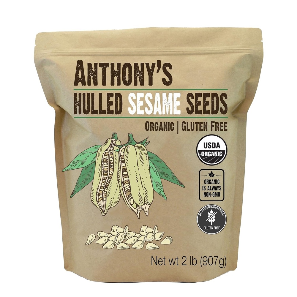 image:imageAnthonys Organic Hulled Sesame Seeds 2 lb White Raw Gluten Free Non GMO Keto Friendly32 Ounce Pack of 1