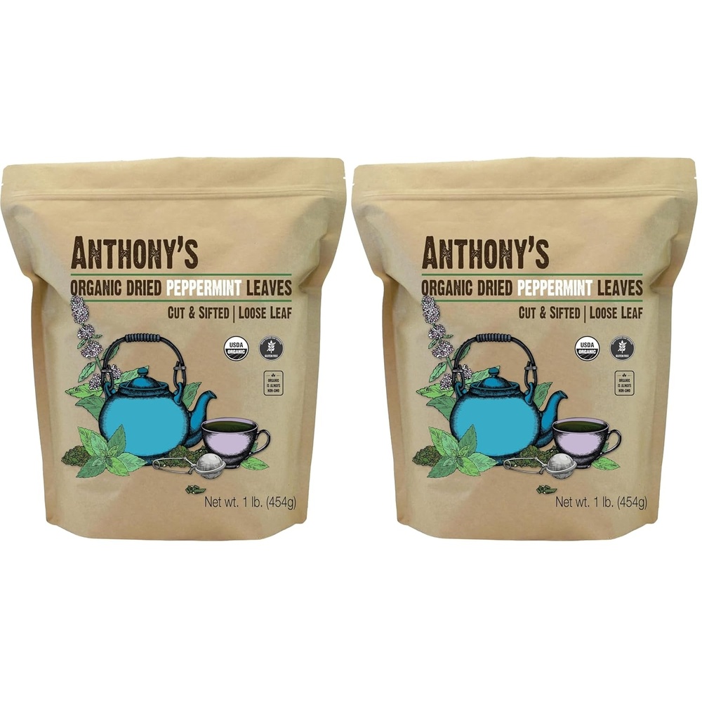 image:imageAnthonys Organic Peppermint Leaves 1 lb Gluten Free Non GMO Cut amp Sifted Keto Friendly1 Pound Pack of 2