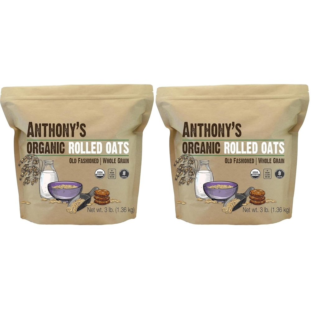 image:imageAnthonys Organic Rolled Oats 3 lb Gluten Free Non GMO Old Fashioned Whole Grain48 Ounce Pack of 2