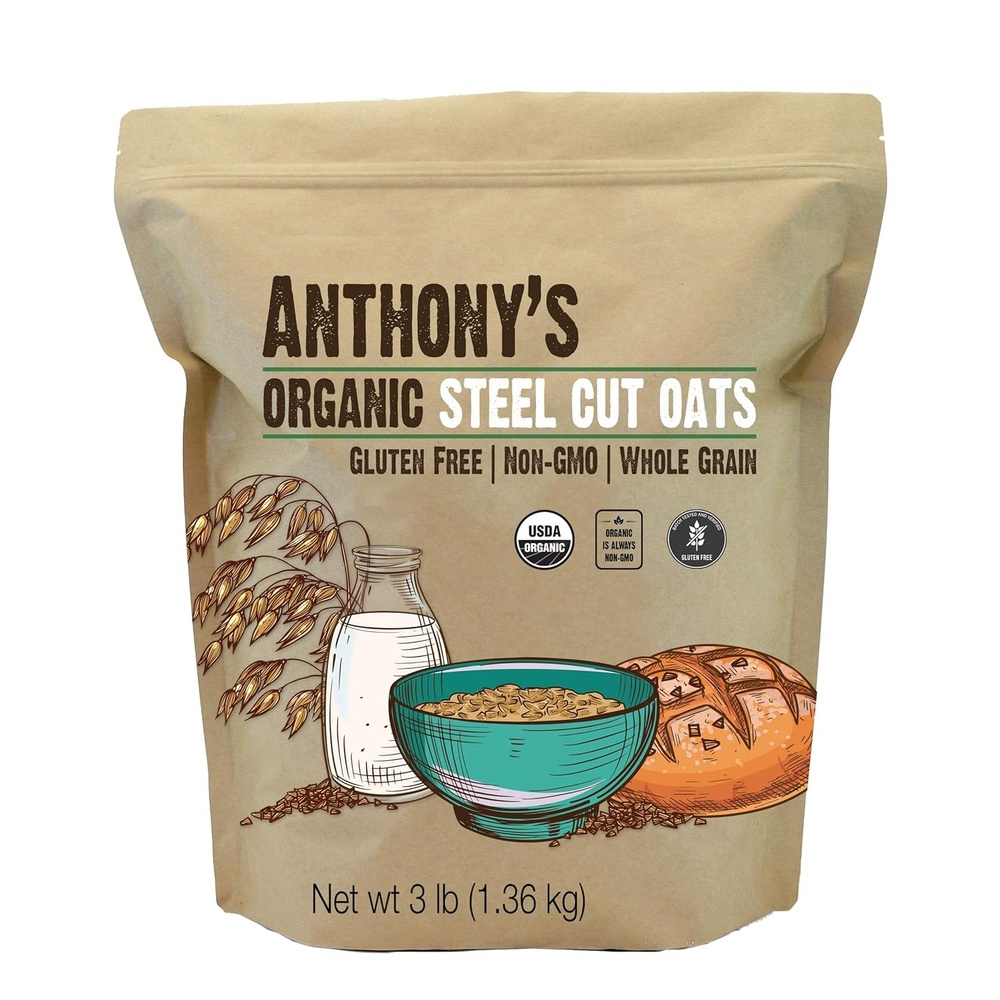 image:imageAnthonys Organic Steel Cut Oats 3 lb Gluten Free Non GMO Irish Oatmeal Whole Grain