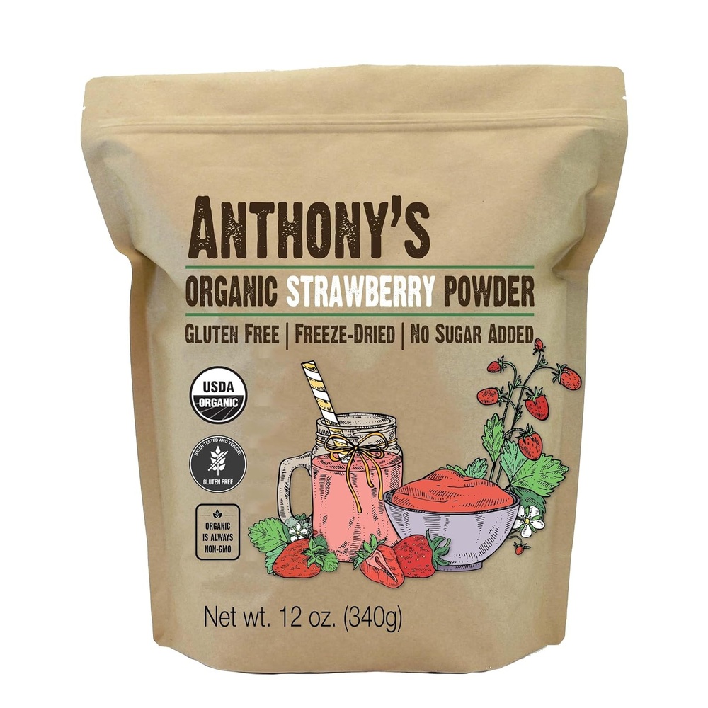 image:imageAnthonys Organic Strawberry Powder 12 oz Freeze Dried Gluten Free No Sugar Added Non GMO