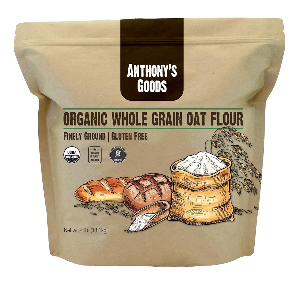 image:imageAnthonys Organic Whole Grain Oat Flour 4 lb Gluten Free Non GMO Non Irradiated Finely Ground Vegan64 Ounce Pack of 1