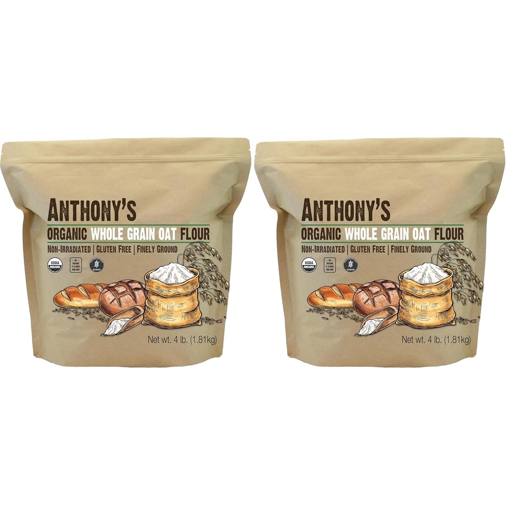 image:imageAnthonys Organic Whole Grain Oat Flour 4 lb Gluten Free Non GMO Non Irradiated Finely Ground Vegan64 Ounce Pack of 2