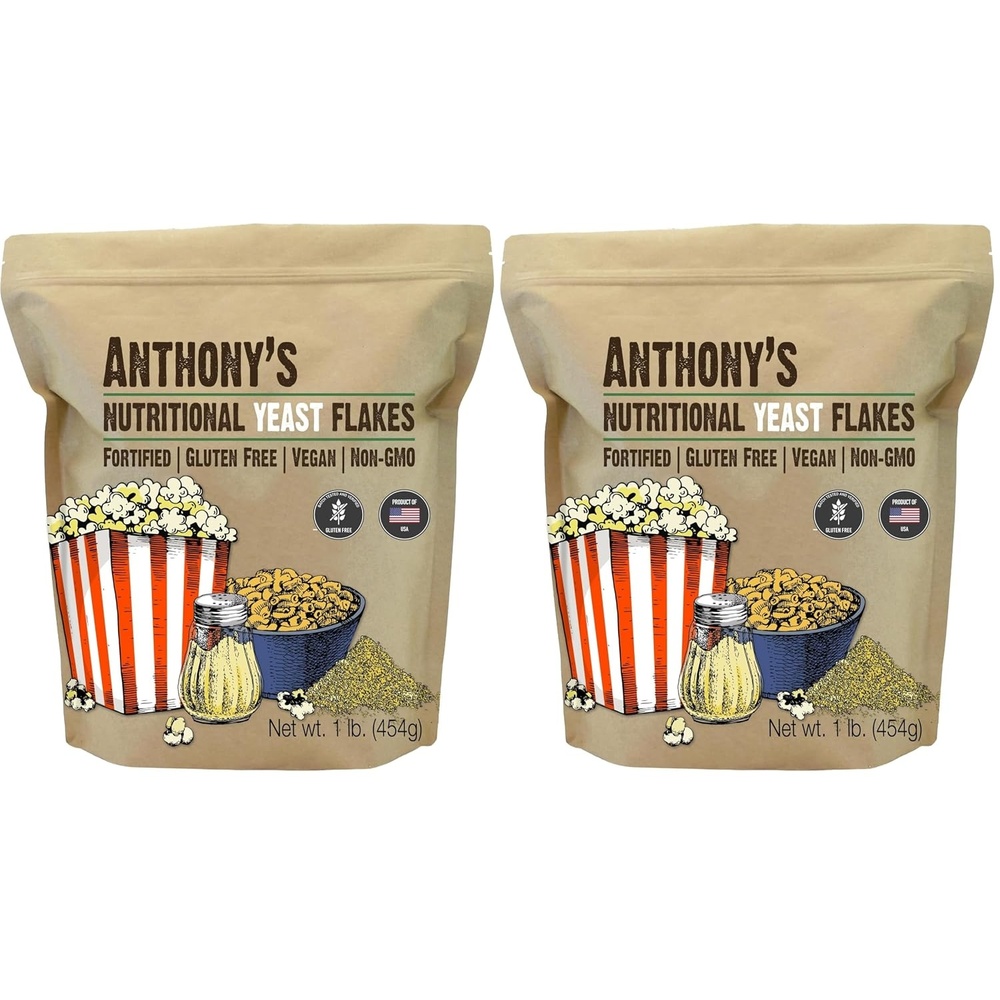 image:imageAnthonys Premium Nutritional Yeast Flakes 1 lb Fortified Gluten Free Non GMO Vegan16 Ounce Pack of 2
