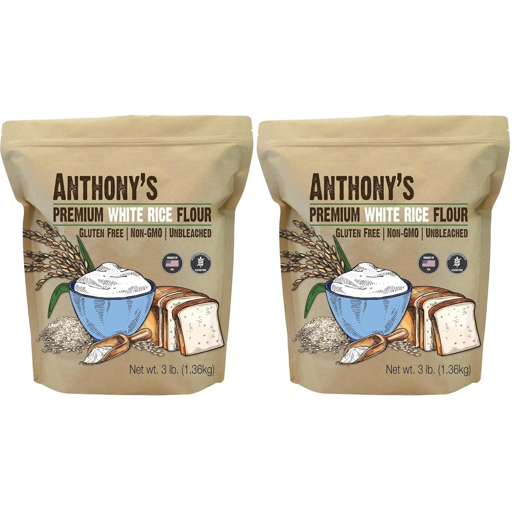 image:imageAnthonys Premium White Rice Flour 3 lb Gluten Free Non GMO48 Ounce Pack of 2