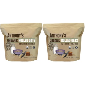 Anthony’s Organic Rolled Oats, 3 lb, Gluten Free, Non GMO, Old Fashioned, Whole Grain(48 Ounce (Pack of 2))