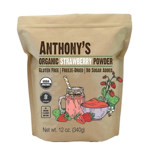 Anthony’s Organic Strawberry Powder, 12 oz, Freeze Dried, Gluten Free, No Sugar Added, Non GMO